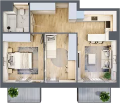 3 pokoje, mieszkanie 52,45 m², piętro 4, oferta nr 1.04.C12, Ogrody Andersa III, Gliwice, Wojska Polskiego, ul. Generała Władysława Andersa