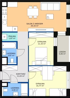 3 pokoje, mieszkanie 74,43 m², piętro 4, oferta nr 1.04.E17, Ogrody Andersa III, Gliwice, Wojska Polskiego, ul. Generała Władysława Andersa
