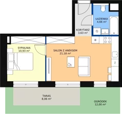 2 pokoje, mieszkanie 40,40 m², parter, oferta nr 4.00.C02, Ogrody Andersa III, Gliwice, Wojska Polskiego, ul. Generała Władysława Andersa