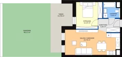 2 pokoje, mieszkanie 46,57 m², parter, oferta nr 4.00.B02, Ogrody Andersa III, Gliwice, Wojska Polskiego, ul. Generała Władysława Andersa