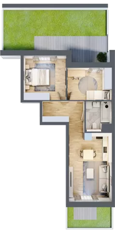 3 pokoje, mieszkanie 53,60 m², parter, oferta nr 4.00.C01, Ogrody Andersa III, Gliwice, Wojska Polskiego, ul. Generała Władysława Andersa