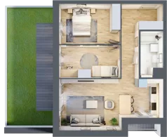 3 pokoje, mieszkanie 62,69 m², parter, oferta nr 4.00.E03, Ogrody Andersa III, Gliwice, Wojska Polskiego, ul. Generała Władysława Andersa
