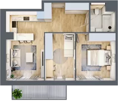 3 pokoje, mieszkanie 52,84 m², piętro 1, oferta nr 4.01.C04, Ogrody Andersa III, Gliwice, Wojska Polskiego, ul. Generała Władysława Andersa