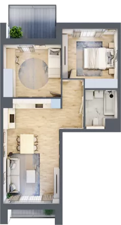 3 pokoje, mieszkanie 57,99 m², piętro 1, oferta nr 4.01.D06, Ogrody Andersa III, Gliwice, Wojska Polskiego, ul. Generała Władysława Andersa