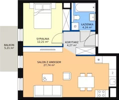 2 pokoje, mieszkanie 48,46 m², piętro 1, oferta nr 4.01.D10, Ogrody Andersa III, Gliwice, Wojska Polskiego, ul. Generała Władysława Andersa