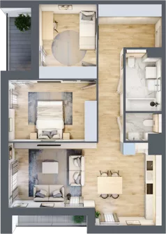3 pokoje, mieszkanie 71,59 m², piętro 1, oferta nr 4.01.A07, Ogrody Andersa III, Gliwice, Wojska Polskiego, ul. Generała Władysława Andersa