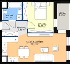 2 pokoje, mieszkanie 47,29 m², piętro 2, oferta nr 4.02.D13, Ogrody Andersa III, Gliwice, Wojska Polskiego, ul. Generała Władysława Andersa