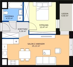2 pokoje, mieszkanie 47,29 m², piętro 2, oferta nr 4.02.E07, Ogrody Andersa III, Gliwice, Wojska Polskiego, ul. Generała Władysława Andersa
