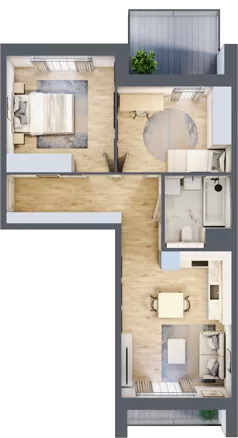 3 pokoje, mieszkanie 54,92 m², piętro 2, oferta nr 4.02.C05, Ogrody Andersa III, Gliwice, Wojska Polskiego, ul. Generała Władysława Andersa
