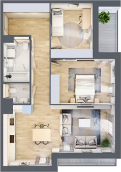 3 pokoje, mieszkanie 71,77 m², piętro 2, oferta nr 4.02.E08, Ogrody Andersa III, Gliwice, Wojska Polskiego, ul. Generała Władysława Andersa