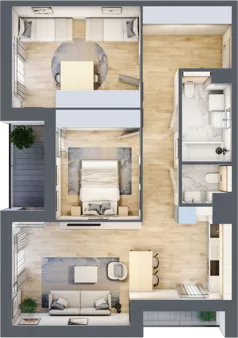 3 pokoje, mieszkanie 72,11 m², piętro 2, oferta nr 4.02.A12, Ogrody Andersa III, Gliwice, Wojska Polskiego, ul. Generała Władysława Andersa