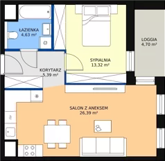 2 pokoje, mieszkanie 49,73 m², piętro 3, oferta nr 4.03.D19, Ogrody Andersa III, Gliwice, Wojska Polskiego, ul. Generała Władysława Andersa