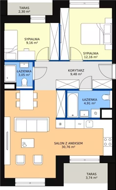 3 pokoje, mieszkanie 69,52 m², piętro 4, oferta nr 4.04.C13, Ogrody Andersa III, Gliwice, Wojska Polskiego, ul. Generała Władysława Andersa
