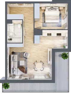 2 pokoje, mieszkanie 53,29 m², piętro 1, oferta nr C.1.4, ATAL Parkowa, Poznań, Nowe Miasto, Osiedle Warszawskie, ul. Mogileńska