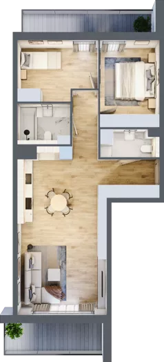 3 pokoje, mieszkanie 68,97 m², piętro 1, oferta nr B.1.3, ATAL Parkowa, Poznań, Nowe Miasto, Osiedle Warszawskie, ul. Mogileńska
