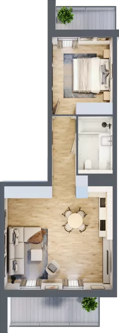 2 pokoje, mieszkanie 50,91 m², piętro 2, oferta nr A.2.1, ATAL Parkowa, Poznań, Nowe Miasto, Osiedle Warszawskie, ul. Mogileńska