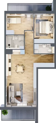 3 pokoje, mieszkanie 68,97 m², piętro 2, oferta nr B.2.3, ATAL Parkowa, Poznań, Nowe Miasto, Osiedle Warszawskie, ul. Mogileńska