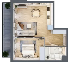 2 pokoje, mieszkanie 46,16 m², piętro 1, oferta nr D.1.1, ATAL Parkowa, Poznań, Nowe Miasto, Osiedle Warszawskie, ul. Mogileńska