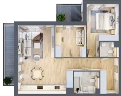 3 pokoje, mieszkanie 70,31 m², piętro 1, oferta nr A.1.3, ATAL Parkowa, Poznań, Nowe Miasto, Osiedle Warszawskie, ul. Mogileńska