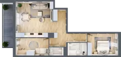 3 pokoje, mieszkanie 70,40 m², piętro 2, oferta nr D.2.6, ATAL Parkowa, Poznań, Nowe Miasto, Osiedle Warszawskie, ul. Mogileńska