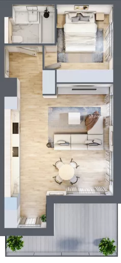 2 pokoje, mieszkanie 48,55 m², piętro 2, oferta nr I.2.2, ATAL Parkowa, Poznań, Nowe Miasto, Osiedle Warszawskie, ul. Mogileńska