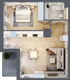 2 pokoje, mieszkanie 50,41 m², piętro 1, oferta nr E.1.3, ATAL Parkowa, Poznań, Nowe Miasto, Osiedle Warszawskie, ul. Mogileńska