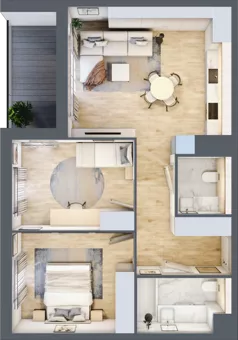 3 pokoje, mieszkanie 63,52 m², piętro 1, oferta nr F.1.2, ATAL Parkowa, Poznań, Nowe Miasto, Osiedle Warszawskie, ul. Mogileńska