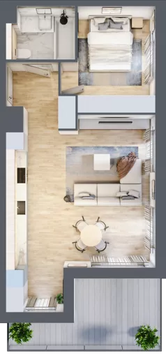 2 pokoje, mieszkanie 48,55 m², piętro 1, oferta nr I.1.2, ATAL Parkowa, Poznań, Nowe Miasto, Osiedle Warszawskie, ul. Mogileńska