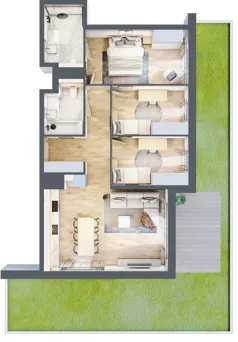 3 pokoje, mieszkanie 76,04 m², parter, oferta nr E.0.1, ATAL Parkowa, Poznań, Nowe Miasto, Osiedle Warszawskie, ul. Mogileńska