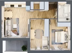 3 pokoje, mieszkanie 60,27 m², piętro 1, oferta nr H.1.2, ATAL Parkowa, Poznań, Nowe Miasto, Osiedle Warszawskie, ul. Mogileńska