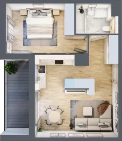 2 pokoje, mieszkanie 47,86 m², piętro 1, oferta nr E.1.4, ATAL Parkowa, Poznań, Nowe Miasto, Osiedle Warszawskie, ul. Mogileńska