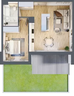 2 pokoje, mieszkanie 51,79 m², piętro 1, oferta nr J.1.4, ATAL Parkowa, Poznań, Nowe Miasto, Osiedle Warszawskie, ul. Mogileńska