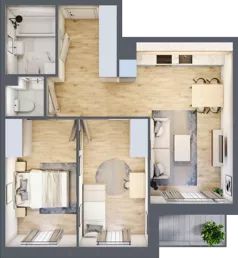 3 pokoje, mieszkanie 54,43 m², piętro 2, oferta nr 2.C2, Niebieski Bursztyn II, Reda, ul. Bosmańska