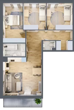 4 pokoje, mieszkanie 78,91 m², piętro 4, oferta nr 2.C12, Niebieski Bursztyn II, Reda, ul. Bosmańska