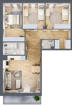4 pokoje, mieszkanie 78,91 m², piętro 2, oferta nr 2.C4, Niebieski Bursztyn II, Reda, ul. Bosmańska