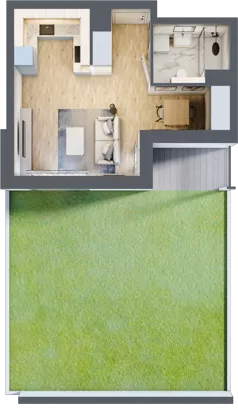 1 pokój, mieszkanie 30,58 m², piętro 2, oferta nr 1D.2.178, Nowa Francuska IIB, Katowice, Osiedle Paderewskiego-Muchowiec, Muchowiec, ul. Szybowcowa