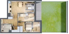 3 pokoje, mieszkanie 62,87 m², piętro 1, oferta nr 1A.1.17, Nowa Francuska IIB, Katowice, Osiedle Paderewskiego-Muchowiec, Muchowiec, ul. Szybowcowa