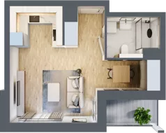 1 pokój, mieszkanie 30,58 m², piętro 2, oferta nr 1D.2.178, Nowa Francuska IIB, Katowice, Osiedle Paderewskiego-Muchowiec, Muchowiec, ul. Szybowcowa