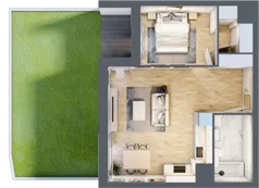 2 pokoje, mieszkanie 47,10 m², piętro 1, oferta nr 1A.1.14, Nowa Francuska IIB, Katowice, Osiedle Paderewskiego-Muchowiec, Muchowiec, ul. Szybowcowa