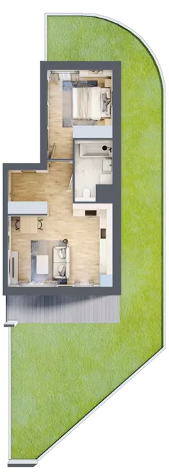 2 pokoje, mieszkanie 43,02 m², parter, oferta nr 1D.0.171, Nowa Francuska IIB, Katowice, Osiedle Paderewskiego-Muchowiec, Muchowiec, ul. Szybowcowa