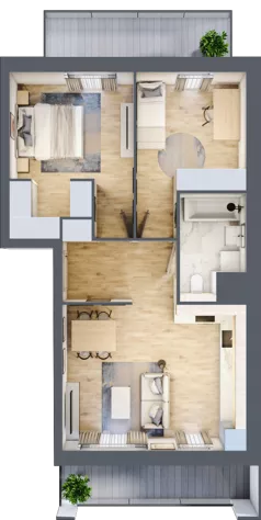 3 pokoje, mieszkanie 58,70 m², piętro 1, oferta nr 1D.1.174, Nowa Francuska IIB, Katowice, Osiedle Paderewskiego-Muchowiec, Muchowiec, ul. Szybowcowa