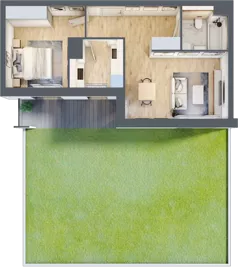 2 pokoje, mieszkanie 46,80 m², piętro 1, oferta nr 1C.1.151, Nowa Francuska IIB, Katowice, Osiedle Paderewskiego-Muchowiec, Muchowiec, ul. Szybowcowa