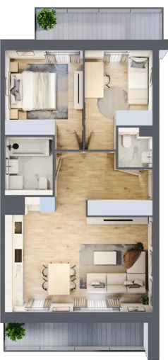 3 pokoje, mieszkanie 61,43 m², piętro 6, oferta nr 1D.6.191, Nowa Francuska IIB, Katowice, Osiedle Paderewskiego-Muchowiec, Muchowiec, ul. Szybowcowa