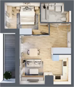 2 pokoje, mieszkanie 42,96 m², piętro 2, oferta nr 1A.2.22, Nowa Francuska IIB, Katowice, Osiedle Paderewskiego-Muchowiec, Muchowiec, ul. Szybowcowa