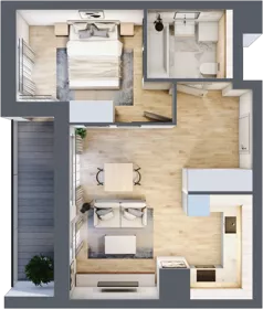 2 pokoje, mieszkanie 42,38 m², piętro 2, oferta nr 1A.2.24, Nowa Francuska IIB, Katowice, Osiedle Paderewskiego-Muchowiec, Muchowiec, ul. Szybowcowa