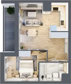 2 pokoje, mieszkanie 42,96 m², piętro 2, oferta nr 1A.2.23, Nowa Francuska IIB, Katowice, Osiedle Paderewskiego-Muchowiec, Muchowiec, ul. Szybowcowa