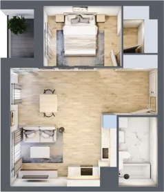 2 pokoje, mieszkanie 47,31 m², piętro 1, oferta nr 1B.1.96, Nowa Francuska IIB, Katowice, Osiedle Paderewskiego-Muchowiec, Muchowiec, ul. Szybowcowa