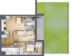 3 pokoje, mieszkanie 56,55 m², piętro 1, oferta nr 1A.1.10, Nowa Francuska IIB, Katowice, Osiedle Paderewskiego-Muchowiec, Muchowiec, ul. Szybowcowa