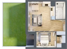 2 pokoje, mieszkanie 47,10 m², piętro 1, oferta nr 1A.1.14, Nowa Francuska IIB, Katowice, Osiedle Paderewskiego-Muchowiec, Muchowiec, ul. Szybowcowa