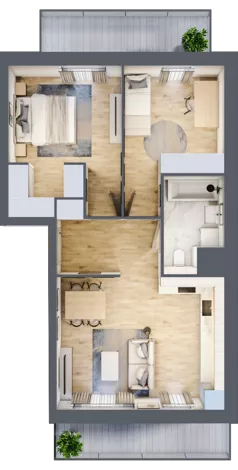 3 pokoje, mieszkanie 58,70 m², piętro 2, oferta nr 1D.2.177, Nowa Francuska IIB, Katowice, Osiedle Paderewskiego-Muchowiec, Muchowiec, ul. Szybowcowa